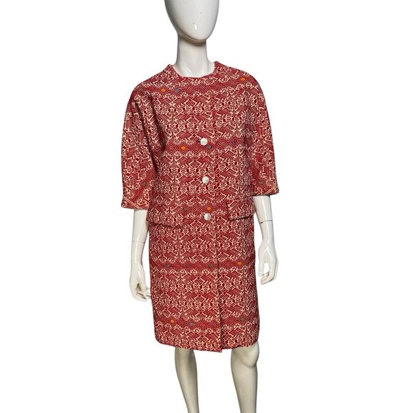 Handmade Jackets & Blazers - Vintage 1960’s Red Tapestry Jacket Coat Small/Medium